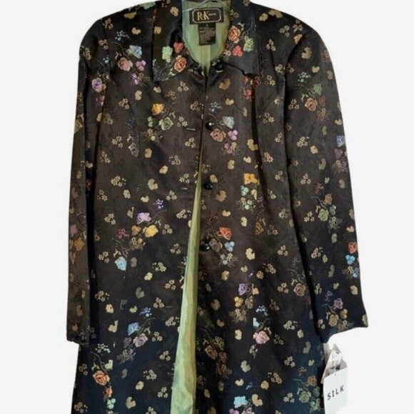 R&K Silk Embroidered Trench Coat Paisley Evening Coat - Picture 1 of 1